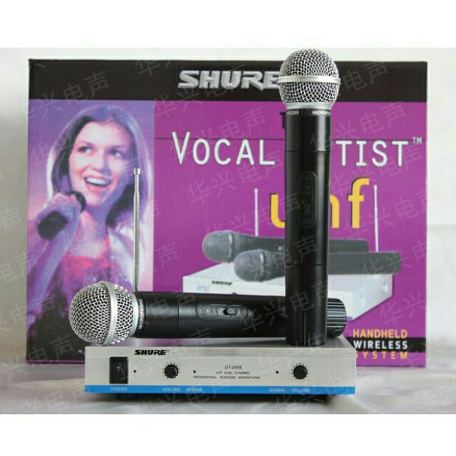 Micro karaoke shure ut 2458 không dây mic loại 1 âm thanh tốt bảo hành 6 tháng