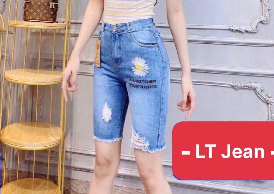 Quần short thêu hoa cúc fom chuẩn vải dày