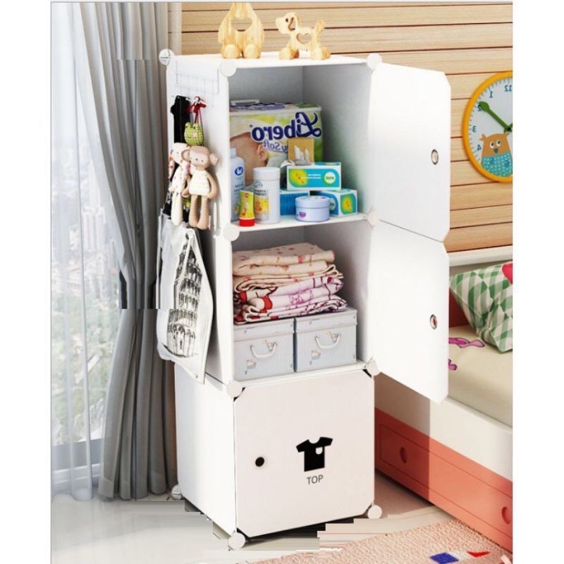 Tủ nhựa ghép-Tủ đựng áo quần đa năng 3 ô dễ gấp gọn