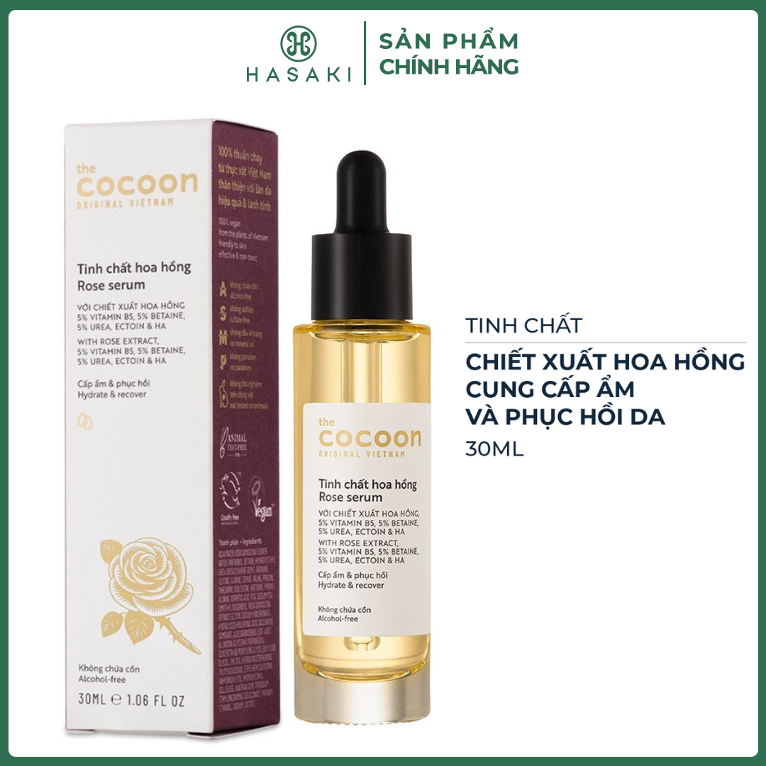 Serum Cocoon Tinh Chất Cocoon Cấp Nước & Cấp Ẩm Sâu Từ Hoa Hồng 30ml Hasaki Sản Phẩm Chính Hãng