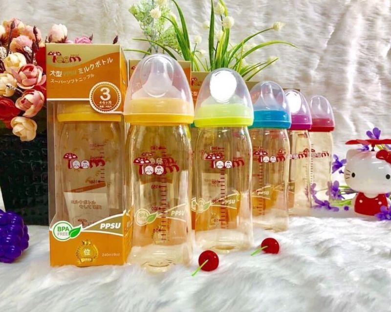 Bình sữa ppsu toom cổ rộng xuất nhật 160ml/240ml