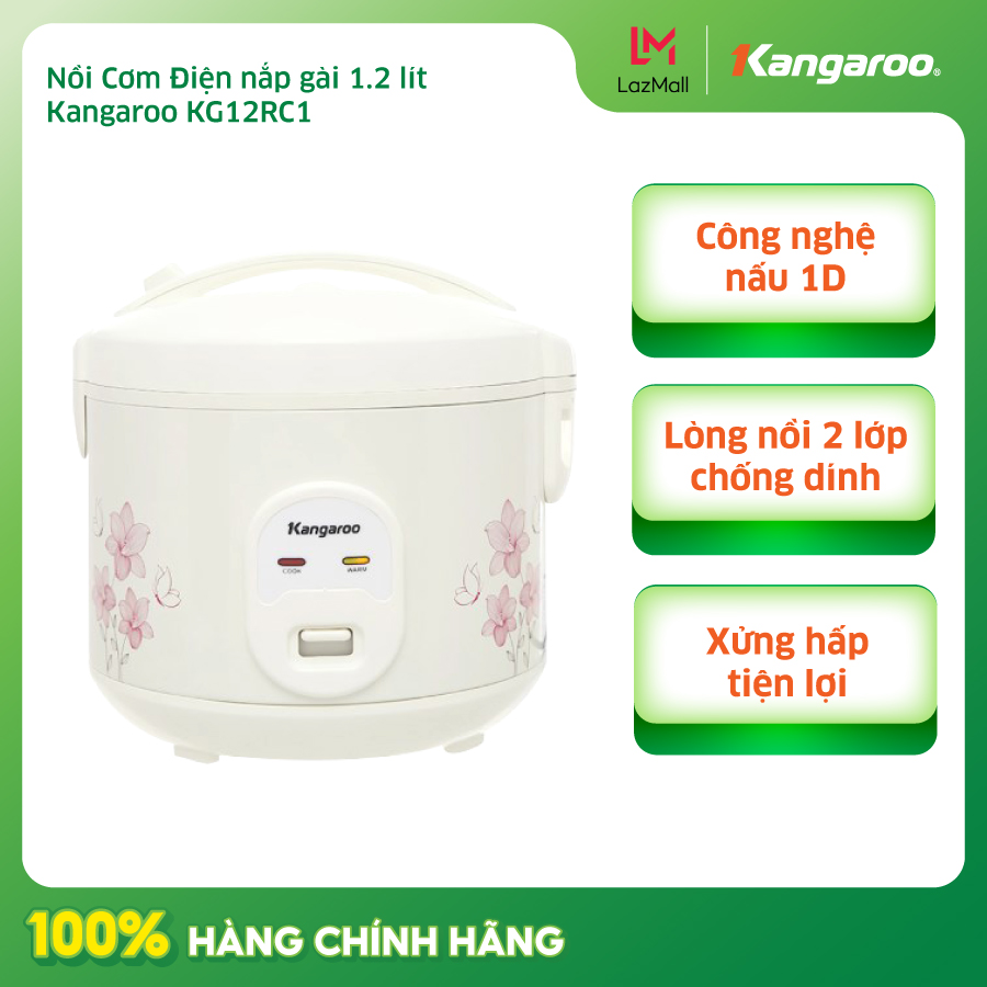 Nồi cơm điện nắp gài kangaroo kg12rc1 - 1.2 lít - hàng chính hãng