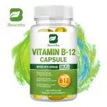 BEWORTHS Viên nang Vitamin B12 1000 Mcg với Tảo xoắn hữu cơ Hỗ trợ Tâm trạng, Năng lượng, Sức khỏe của Tim và Mắt khỏe mạnh