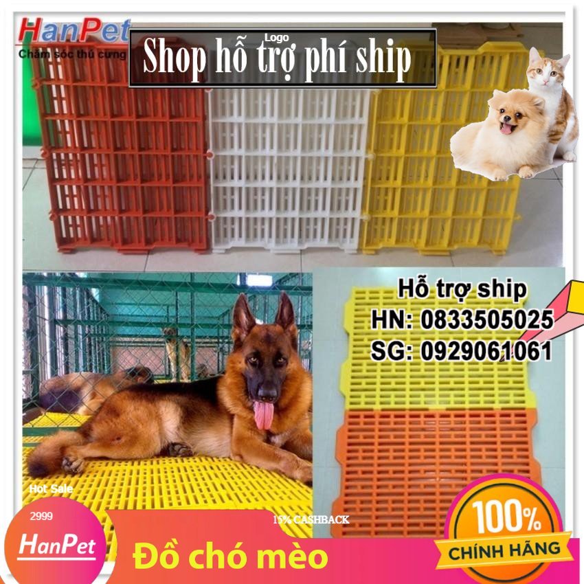 Hanpet- Sàn nhựa lót chuồng chó mèo màu vàng loại 1 dày nặng 14kg/tấm size 40x55cm