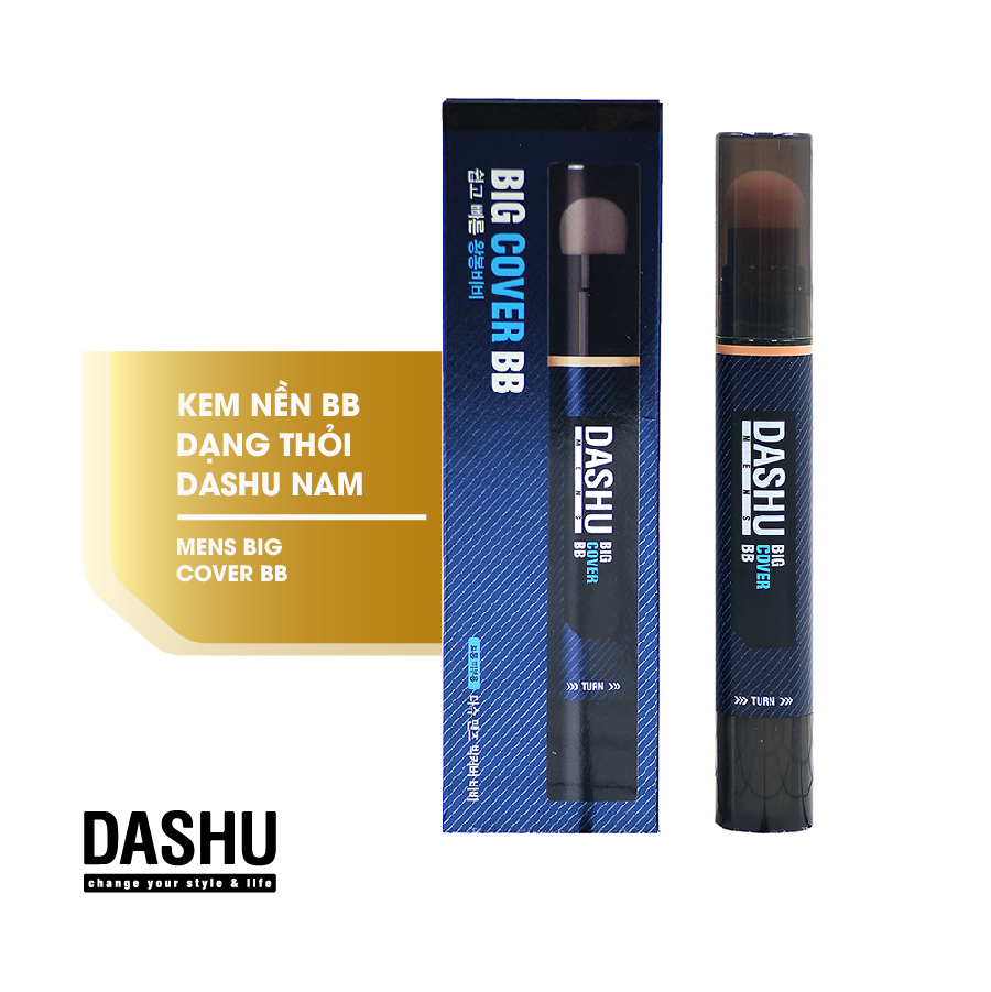 Kem nền che khuyết điểm BB Hàn Quốc Dashu Mens Big Cover BB cho Nam dạng thỏi, thanh che khuyet diem chống nhăn, tia UV, phủ hết thâm, nám, mụn, triết xuất từ cà tím, Syn-Coll với 4 thành phần peptide tái tạo da hư tổn, chống lão hõa.