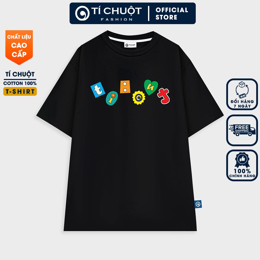 Áo thun cho nam nữ Ti:out Random Font local brand, áo phông nam nữ form rộng tay lỡ - Tí Chuột Studio