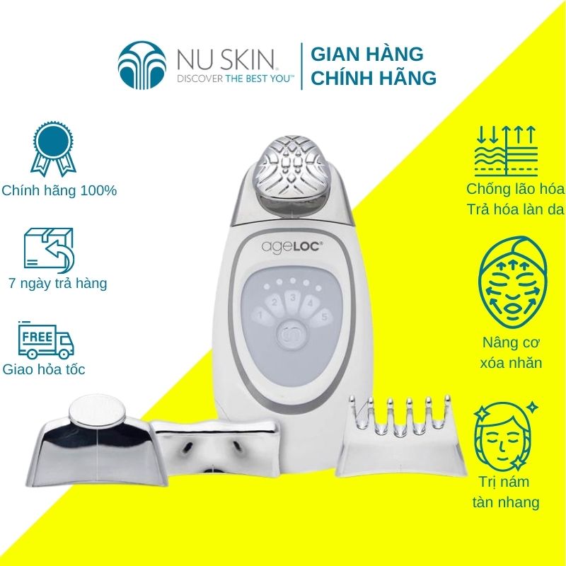 Bộ Máy Nâng Cơ Xóa Nhăn Chống Lão Hóa Nuskin Ageloc Galvanic Spa, trẻ hóa làn da, xử lý nám tàng nhang, làm đều màu da - Bản mới