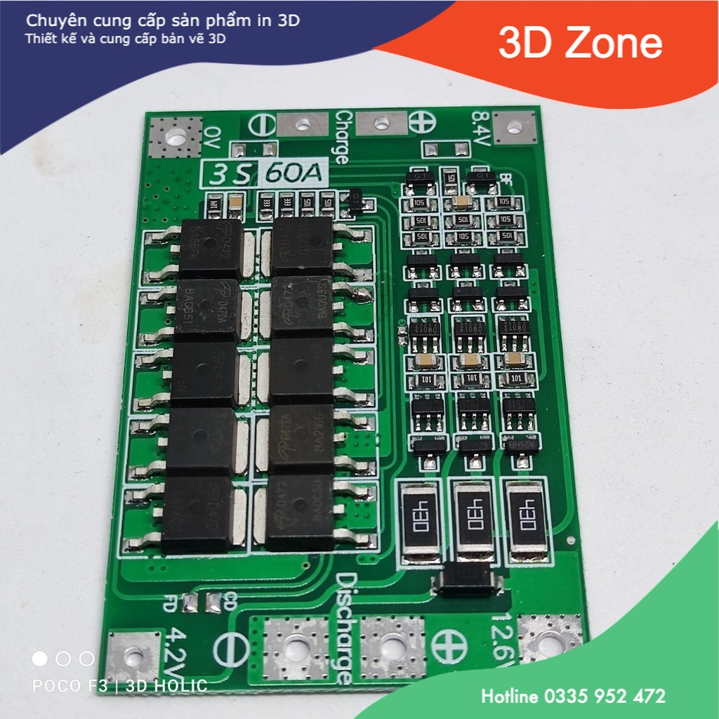 Mạch bảo vệ pin Lithium 3s 60A 12.6v BMS Bảng bảo vệ sạc