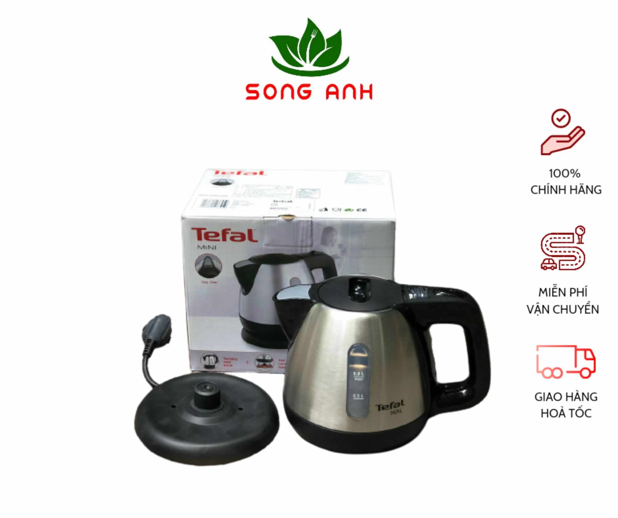 Tefal- ấm siêu tốc mini 0.8l cực kì tiện lợi bi81252a- hàng chính hãng bảo hành 2 năm