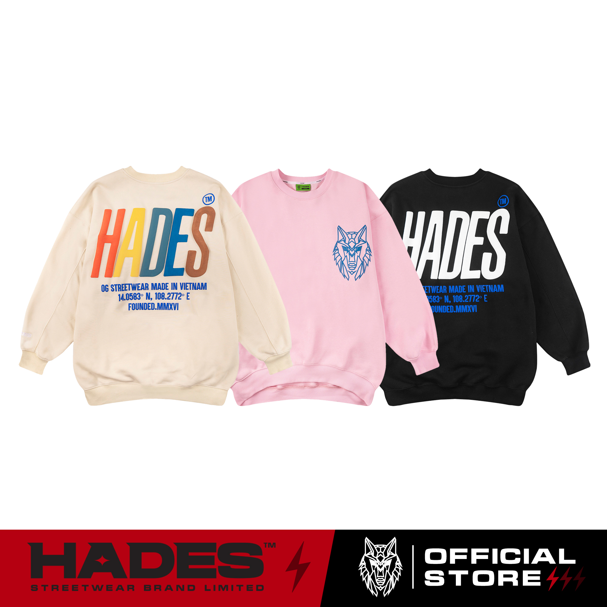 Áo sweater tay dài vải nỉ bông artefact - hades brand chính hãng