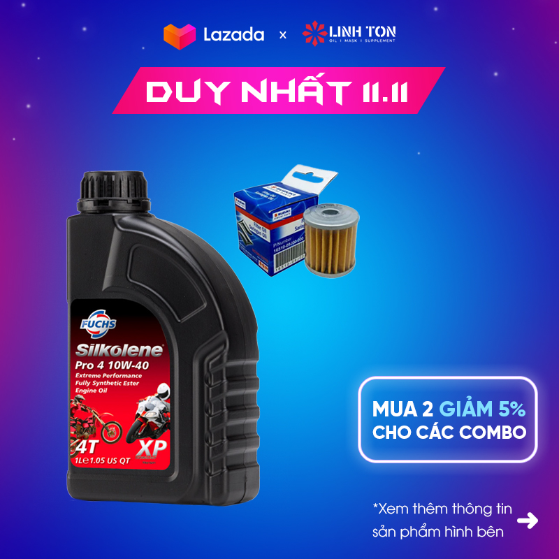 [HCM](Tặng lọc nhớt Suzuki) Combo 1L4 Nhớt tổng hợp cao cấp Fuchs Silkolene Pro 4 10w40