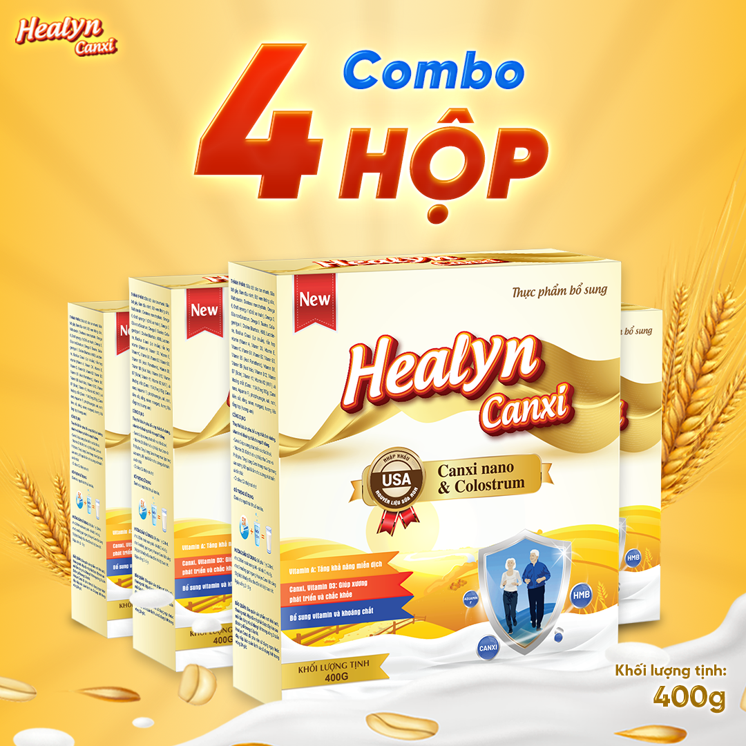 4 hộp sữa canxi cho người già healyn canxi công nghệ nano canxi giúp bổ sung canxi hữu cơ - tốt cho xương khớp