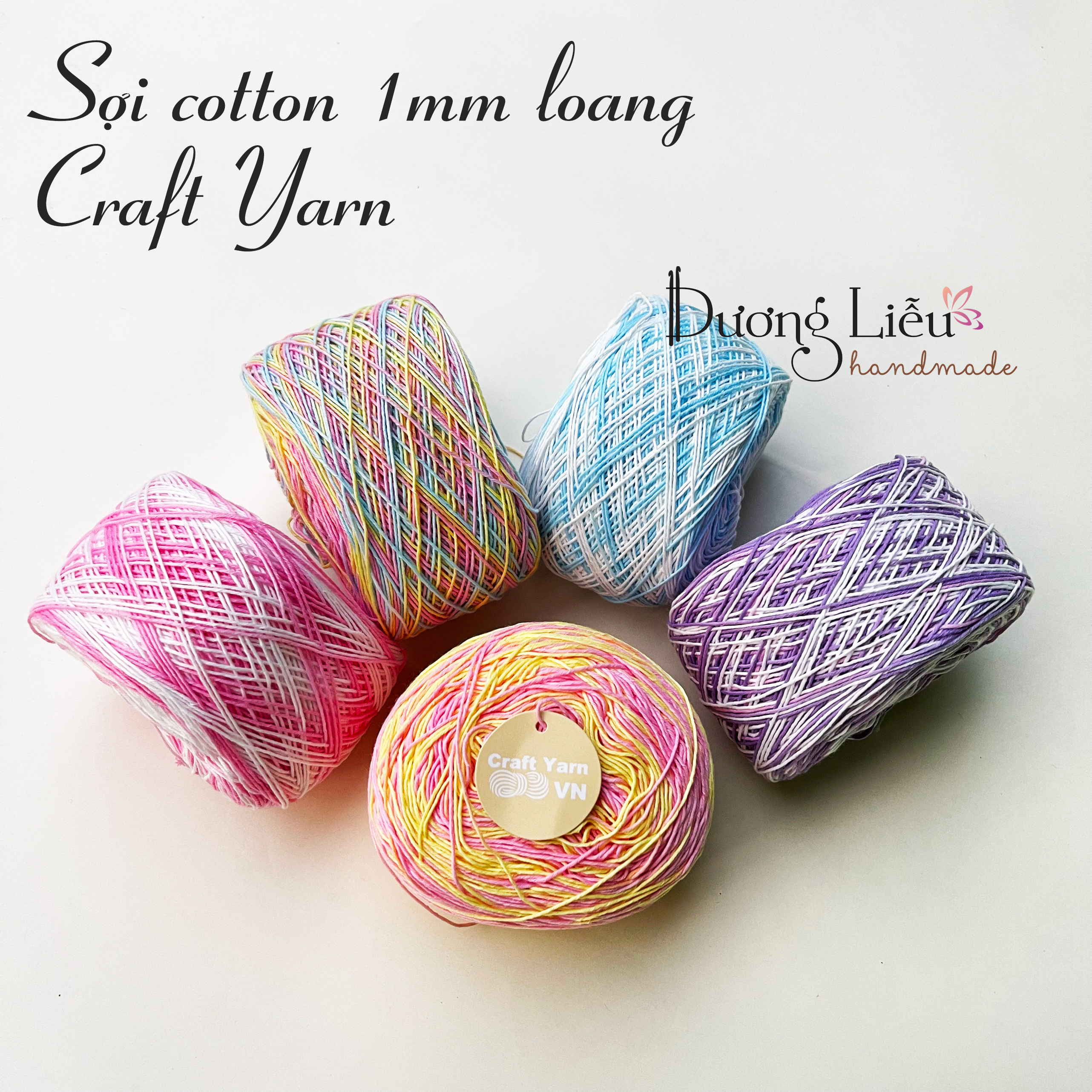 Sợi Cotton Việt Nam loang 1mm - Craft Yarn VN 100g