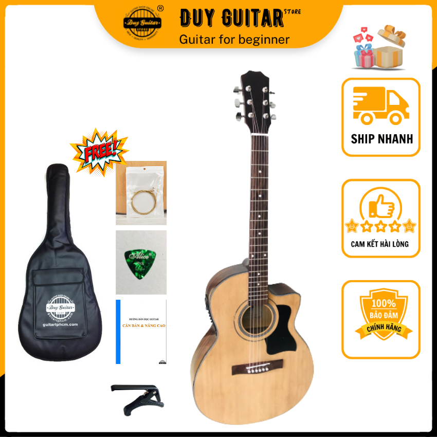 Đàn guitar acoustic DT70X có eq cho âm thanh vang sáng Duy Guitar Store