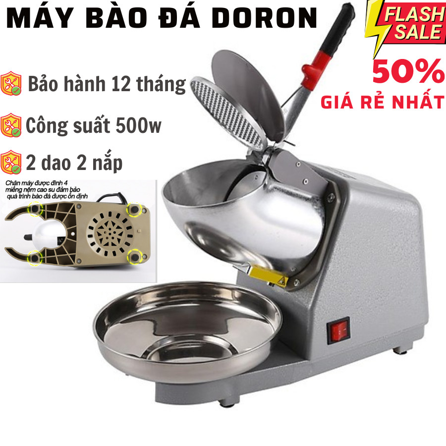 Máy Bào Đá tuyết 2 Lưỡi Đa Năng, Máy Làm Đá, Máy Xay Đá 2 Nắp Tuyết Mịn ( Bảo Hành 1 năm Toàn Quốc )