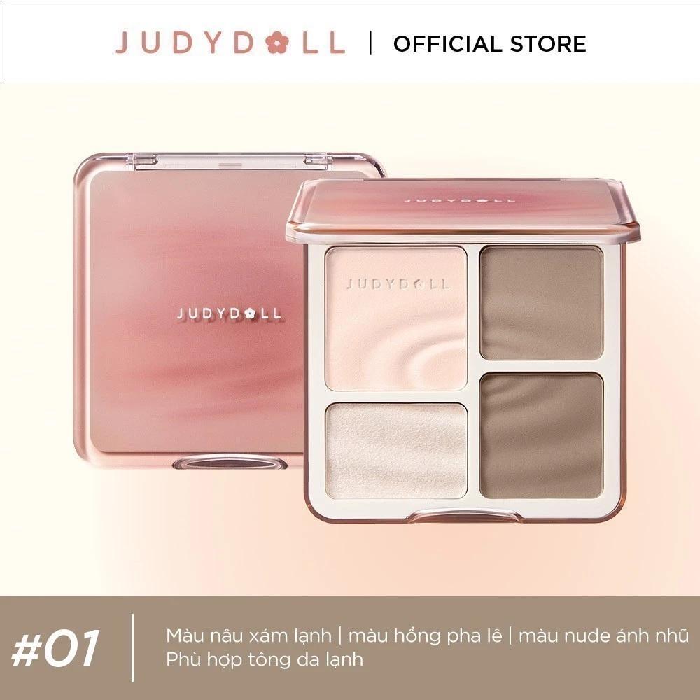 #01 JUDYDOLL Phấn bắt sáng tạo khối 4 ô Highlight Contour Palette Tự nhiên Lâu trôi Chống nước 9g