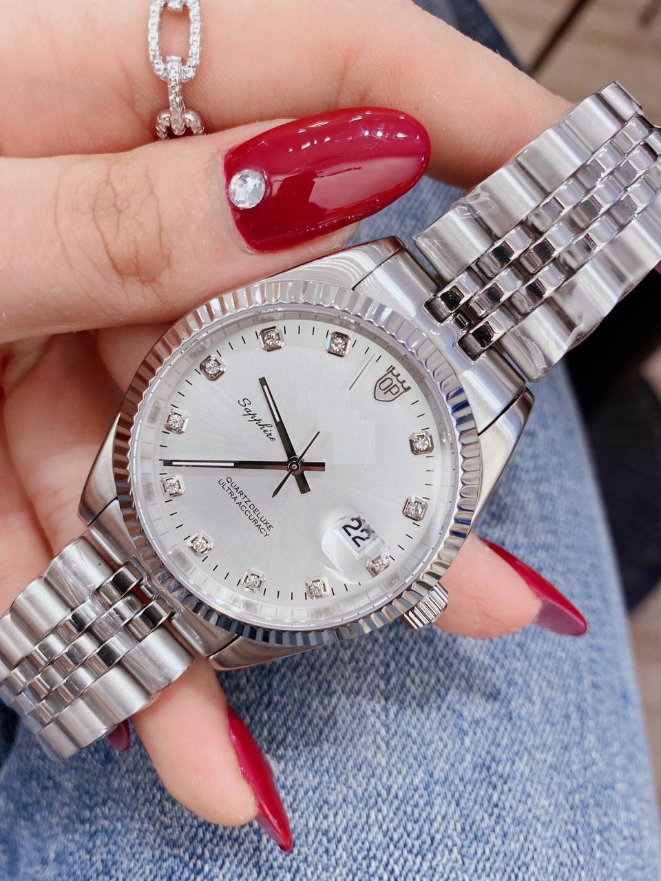 Đồng Hồ Nam Op pianus Dây Thép Mặt Đính Đá - Size 40mm (DN067MOP)