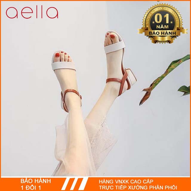 [HCM]6.Giày cao gót nữ 3cm sandal học sinh dáng Hàn Quốc AELLA402 - Giày xăng đan cao gót nữ cá tính phối màu