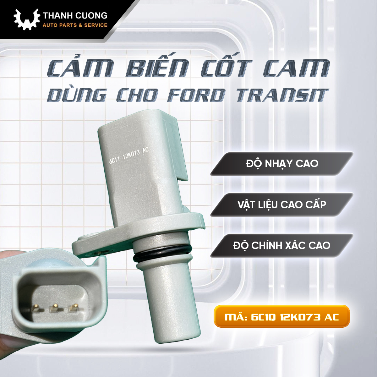 Cảm biến trục cam dùng cho Ford Transit | Mã: 6C1Q 12K073 AC | Giúp tiết kiệm nhiên liệu và bảo đảm hiệu suất động cơ