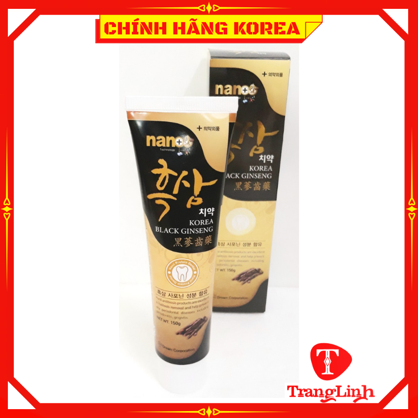 Kem đánh răng Hắc sâm hàn quốc giúp răng chắc khỏe, trắng sáng, chống sâu răng, tuýp 150gr, tranglinh