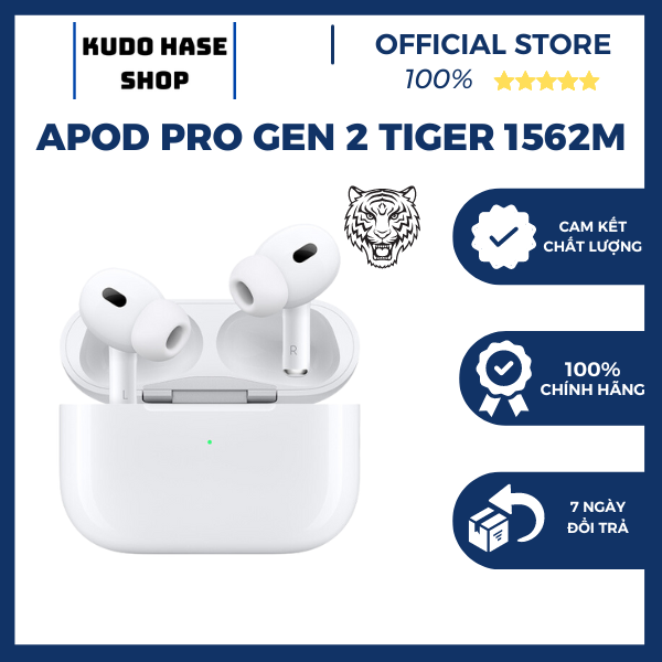 Tặng Ốp Tai Nghe Airpod Pro Gen 2 Hổ Vằn 1562M Bass Cực Căng - Công Nghệ Xuyên Âm - Chống Ồn - Định Vị Google Map - Đổi Tên - Kháng Nước