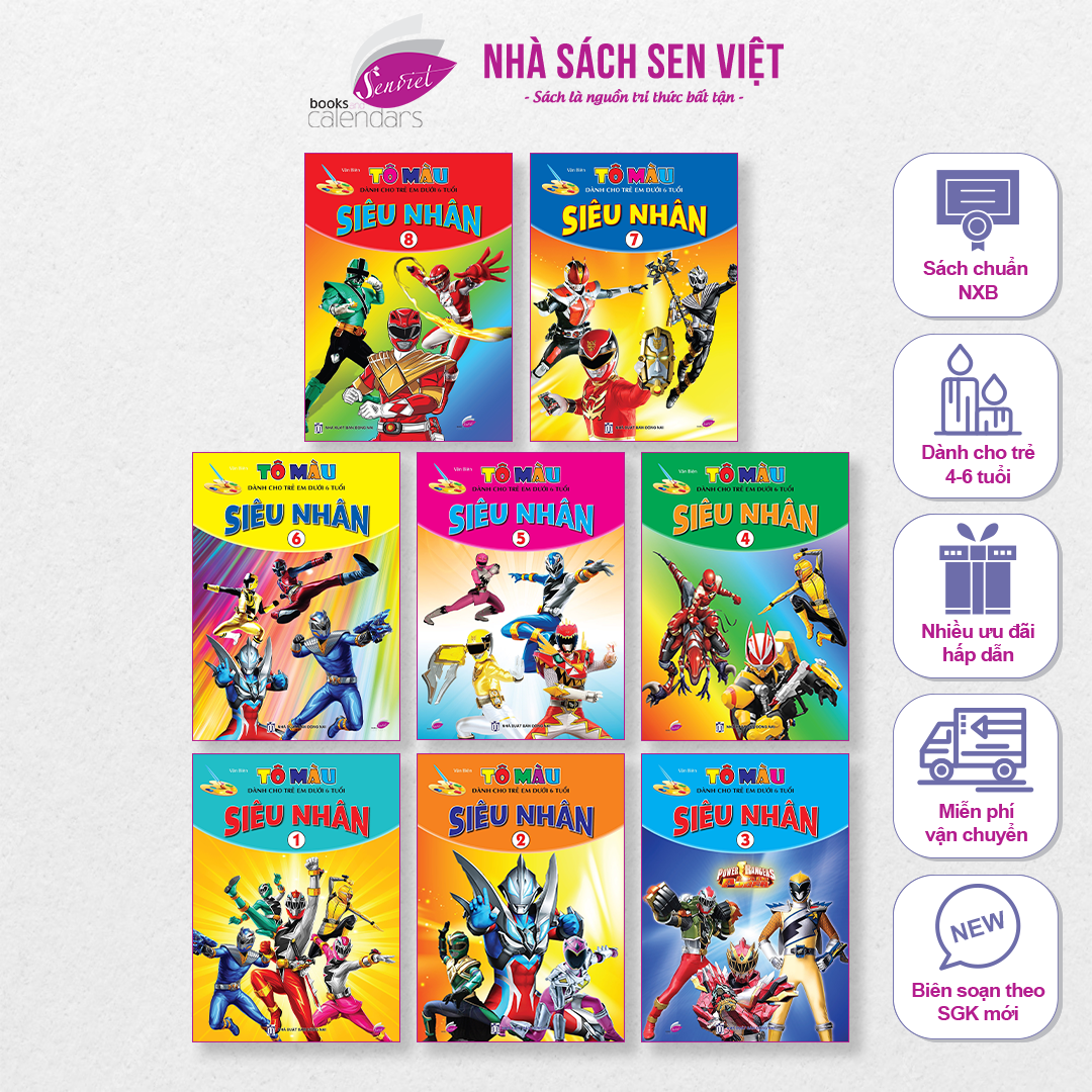 Sách - Combo 8 cuốn tô màu siêu nhân anh hùng dành cho trẻ mẫu giáo - SV
