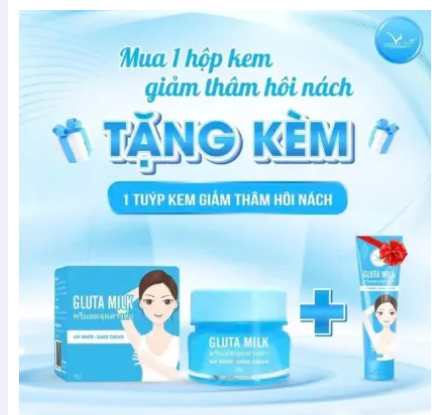 Kem xóathâm, khử mùi vùng nách gluta milk vip white + tặng 01 tuýp kem mờ thâm gluta milk