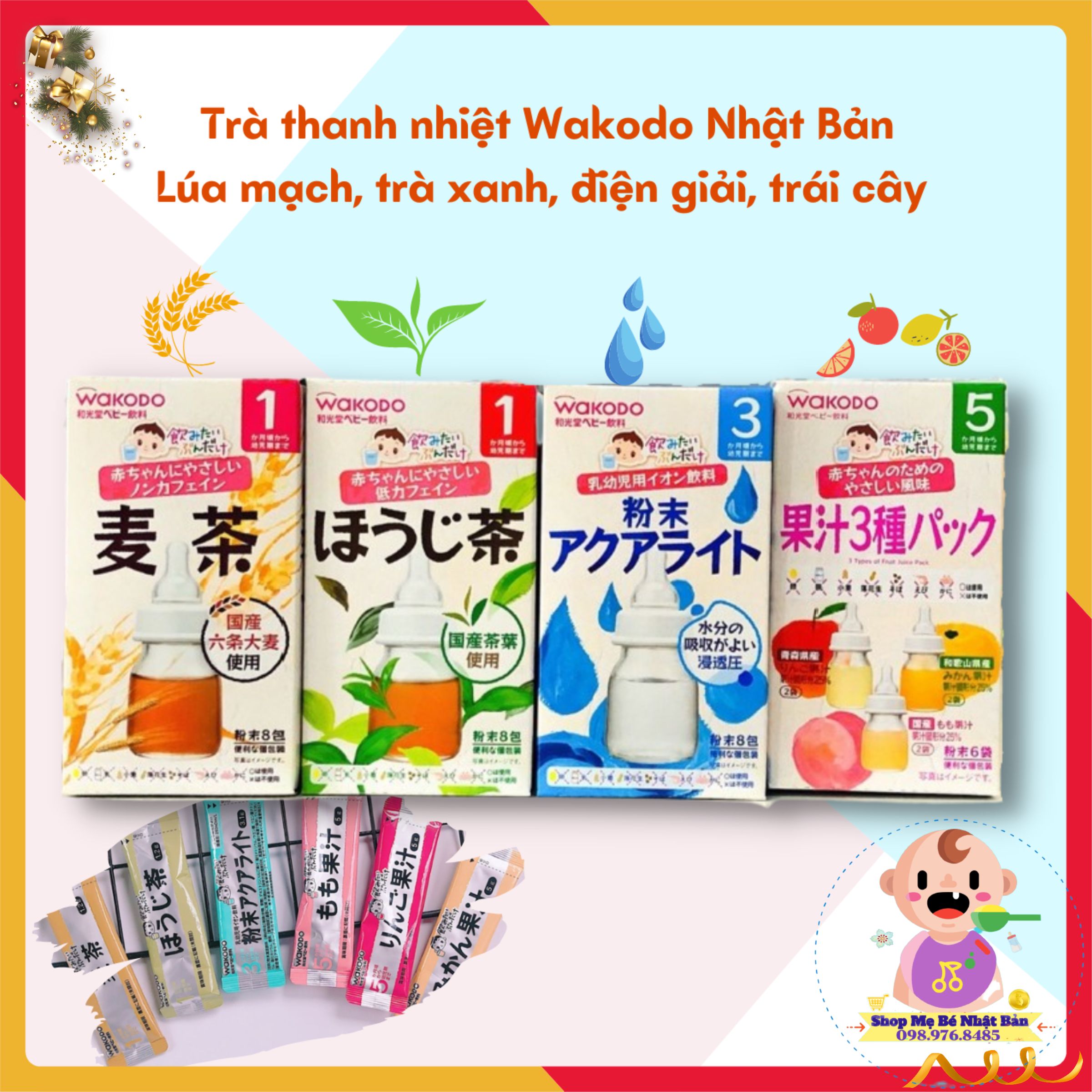 Trà wakodo trái cây | trà thanh nhiệt nhật bản cho bé từ 1m+