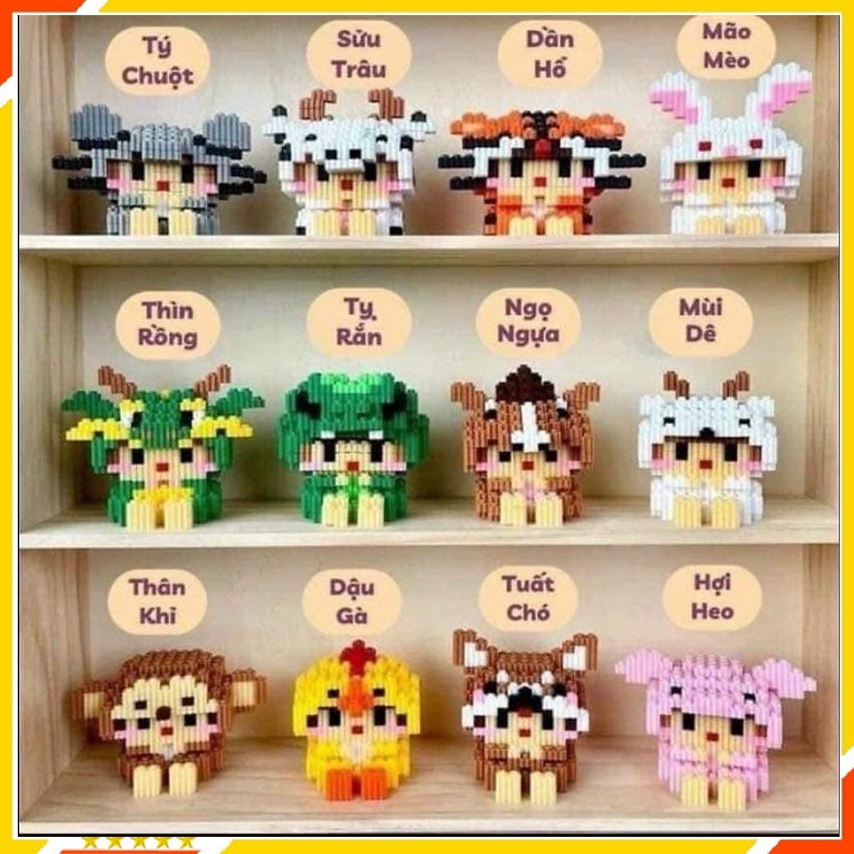 Mô hình lắp ráp 3D 12 con giáp mini - bộ xếp hình 12 con giáp cực kỳ đáng yêu và dễ thương
