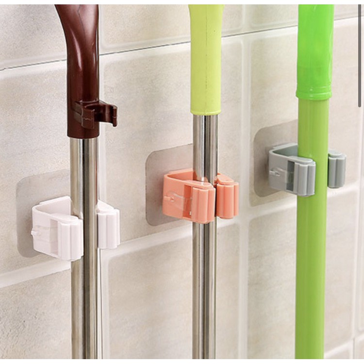Móc treo chổi dính tường keo 3M siêu chắc, Móc treo ô dù nhựa dán tường