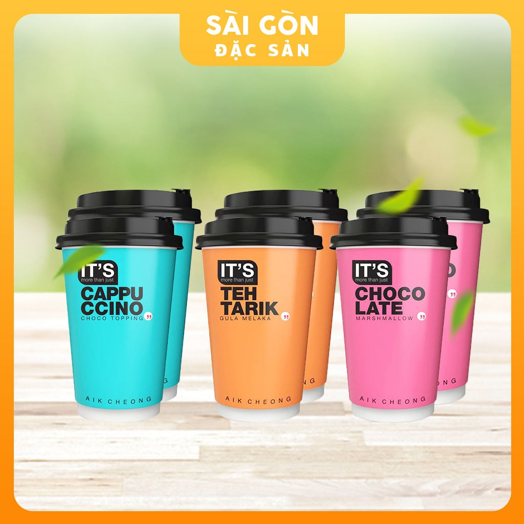 Trà sữa tự pha ly Aik Cheong 3 vị Capuchino và Chocolate hòa tan và Teh Tarik