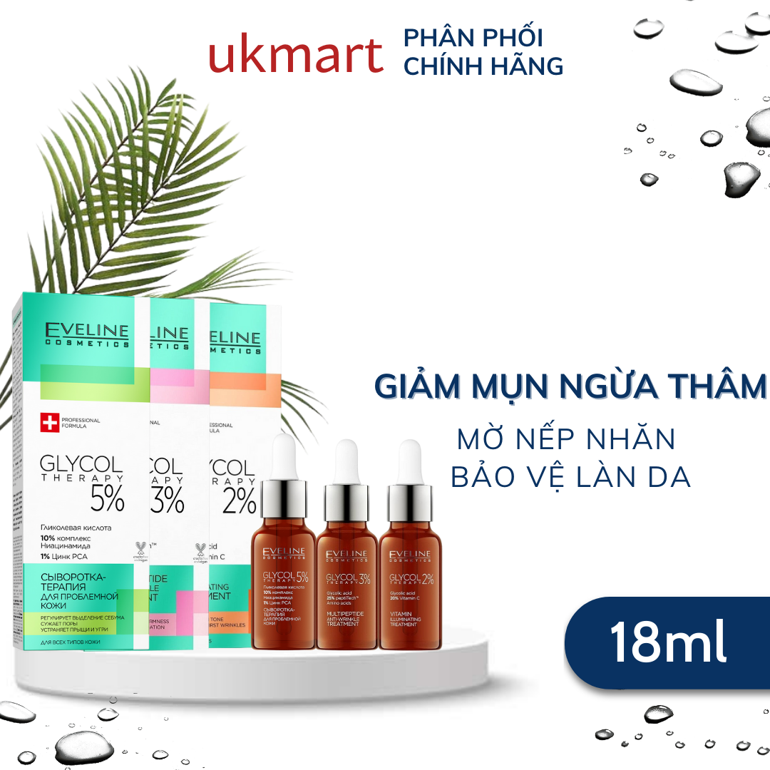 Serum Eveline Glycol Therapy 25% Peptides Restores and Rejuvenates Skin for Smooth Skin 10% Niacinamide Prevents Acne, Fades Dark Spots, Reduces Oiliness Chemical Exfoliation Eveline Glycol Therapy 10% Revitalizing Acid Peel