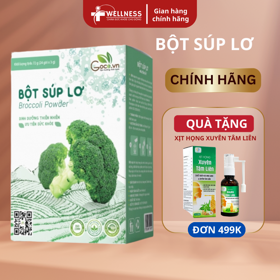 [Chính Hãng] Bột súp lơ nguyên chất Goce, Bột bông cải xanh, hộp 72g (24 gói x 3g)