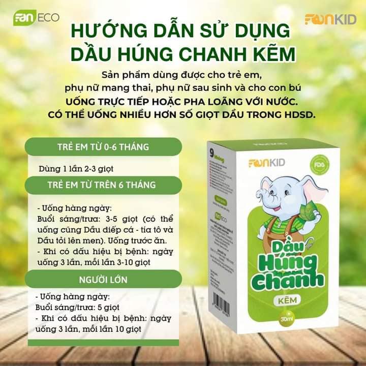 Tinh dầu húng chanh kẽm 30ml - tăng cường sức đề kháng cho bé
