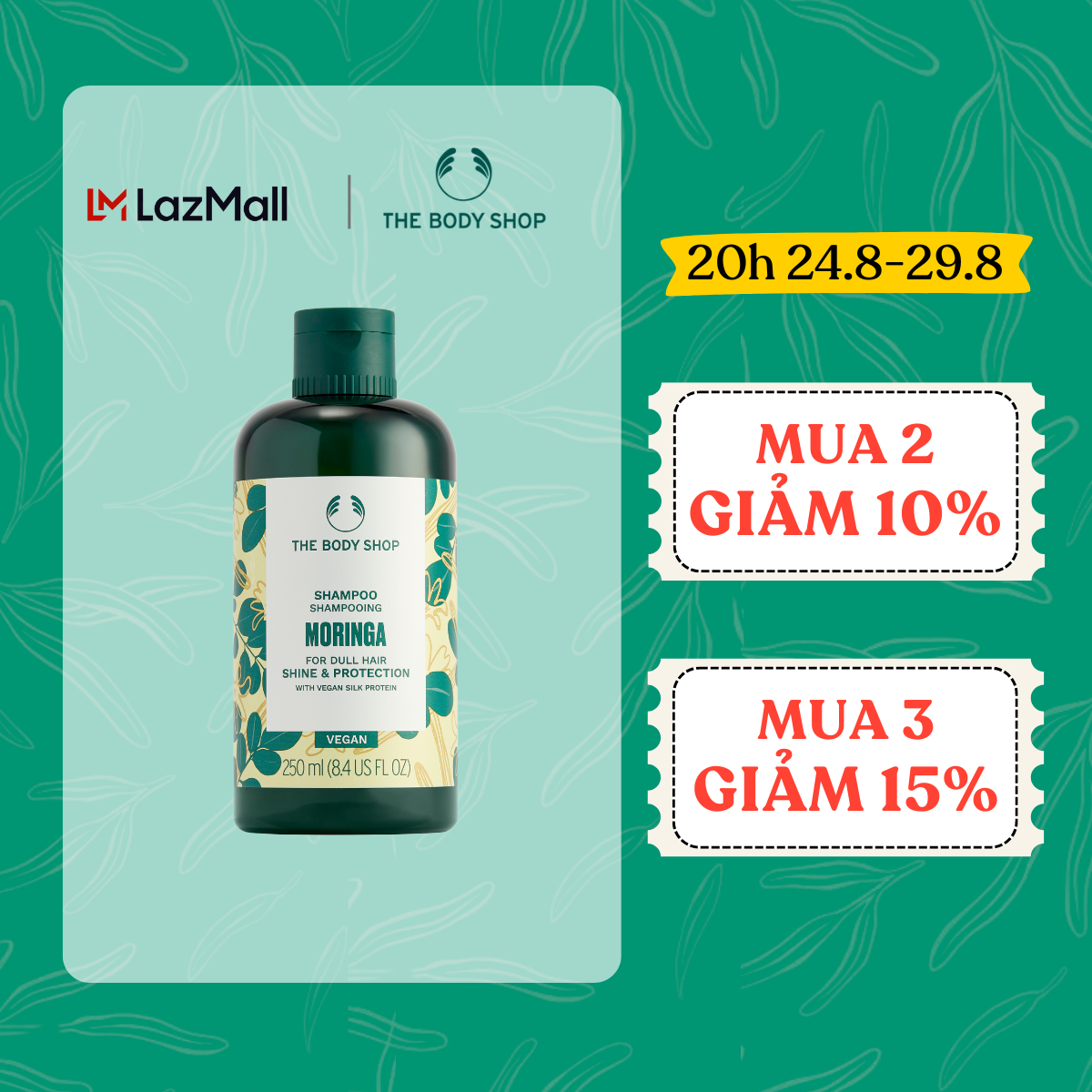 Dầu Gội Hương Hoa Chùm Ngây SHINE AND PROTECTION 250ML The Body Shop