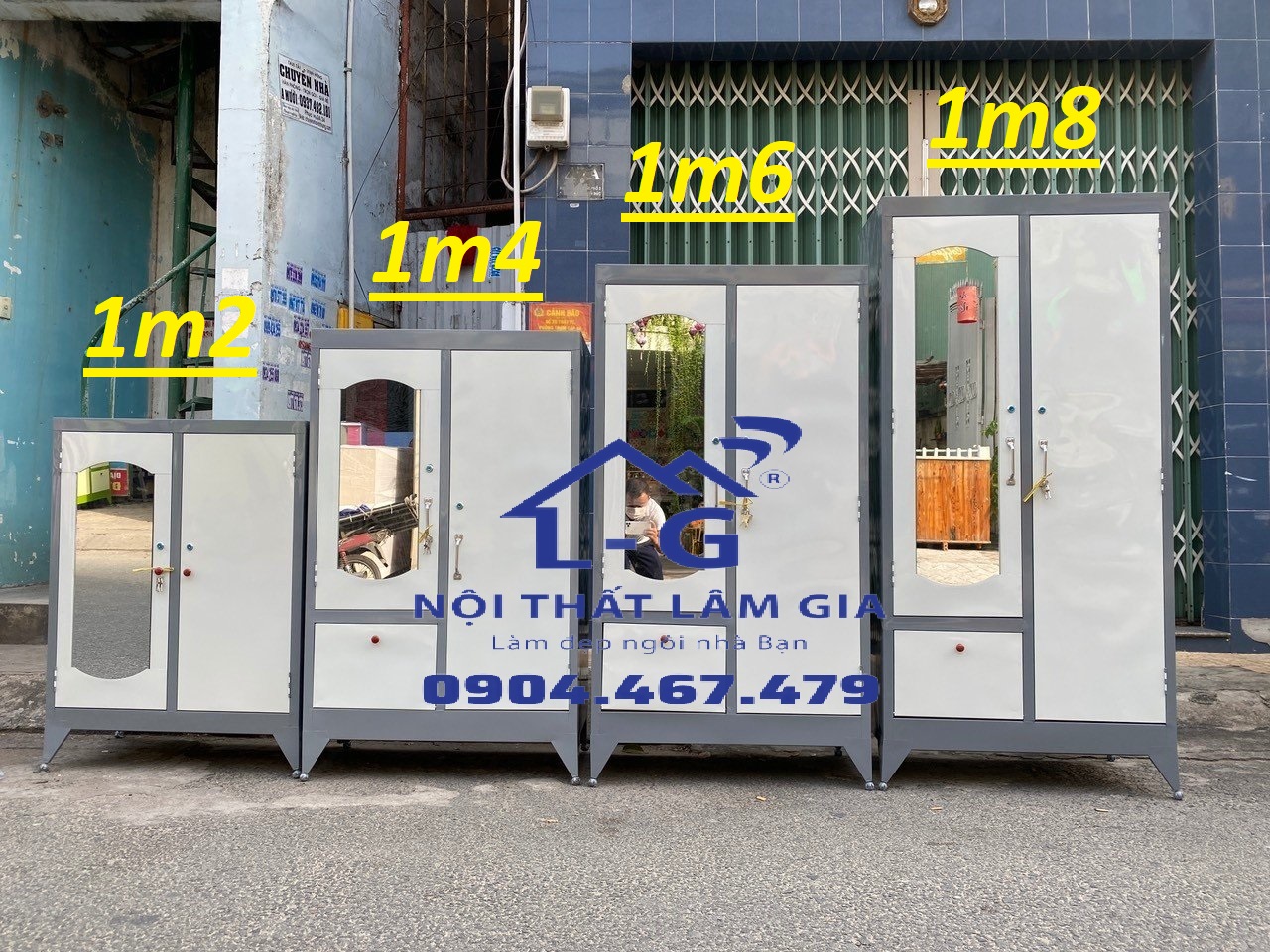 Tủ sắt đựng quần áo sơn dầu 2 cánh màu xám - miễn phí ship