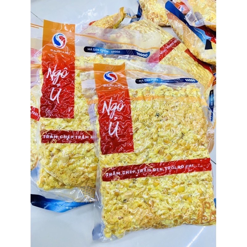 Mồi câu cá ngô ủ 1kg sapham | thính dụ cá chép, trắm, trôi siêu nhạy - lam đồ fishing