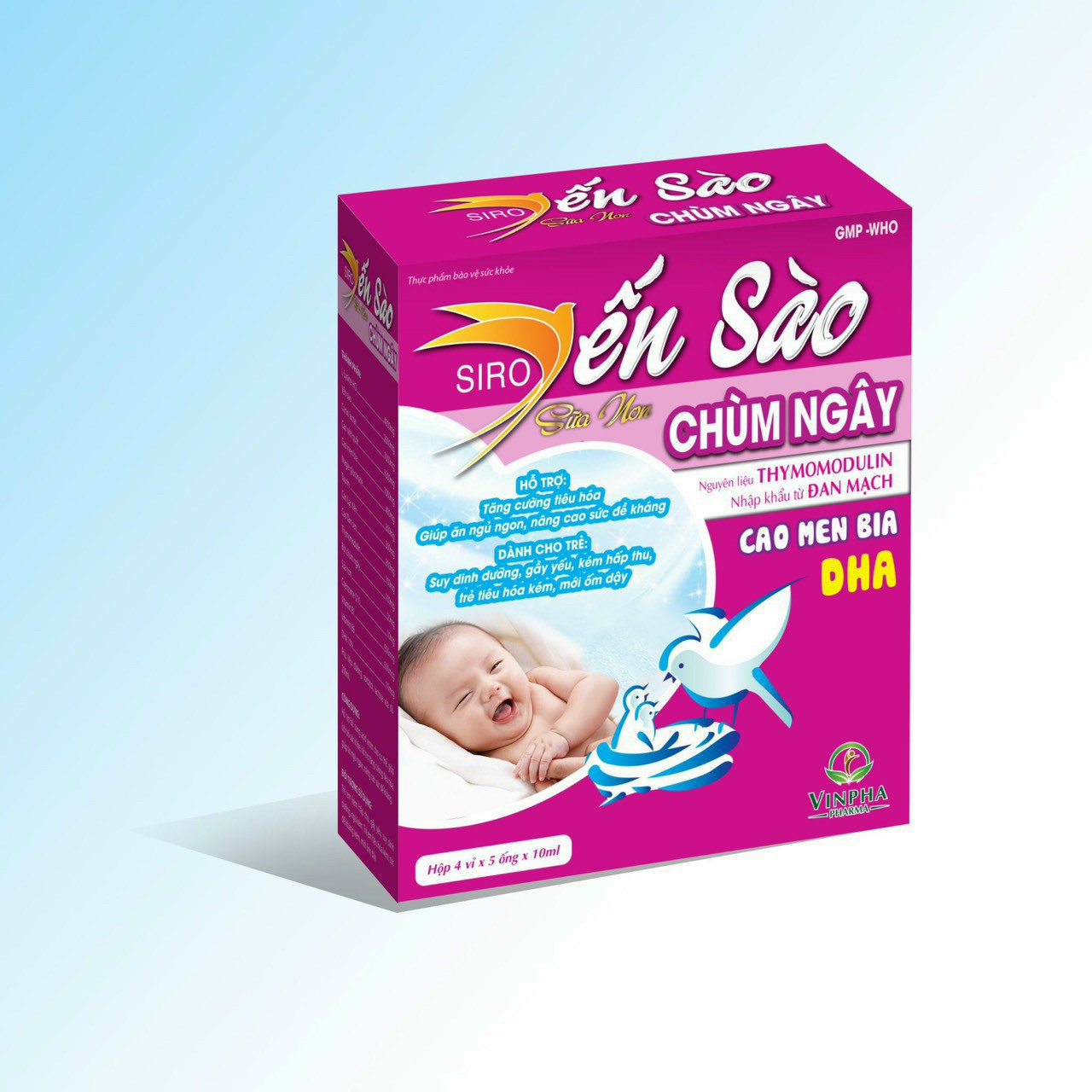 Siro Yến Sào Sữa Non – Hỗ Trợ Tiêu Hóa – Tăng Hấp Thu - Giúp Ăn Ngủ Ngon, Bổ Sung Vitamin - Tăng Cường Sức Khỏe – Hộp 20 Ống Nhựa Bẻ