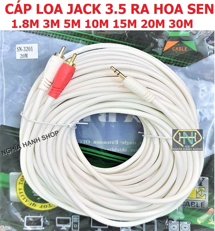 Cáp loa jack 3.5 ra 2 AV hoa sen dài 1.8M 3M 5M 10M 15M 20M 25M 30M JSTAR CAO CẤP