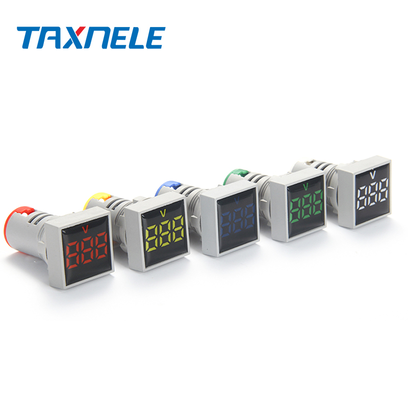 5 cái/bộ 22 mét ac 20-500v vôn kế bảng điều khiển vuông led điện áp kỹ thuật số meter chỉ số ánh sáng đèn bảng điều khiển kỹ thuật số chỉ số meter