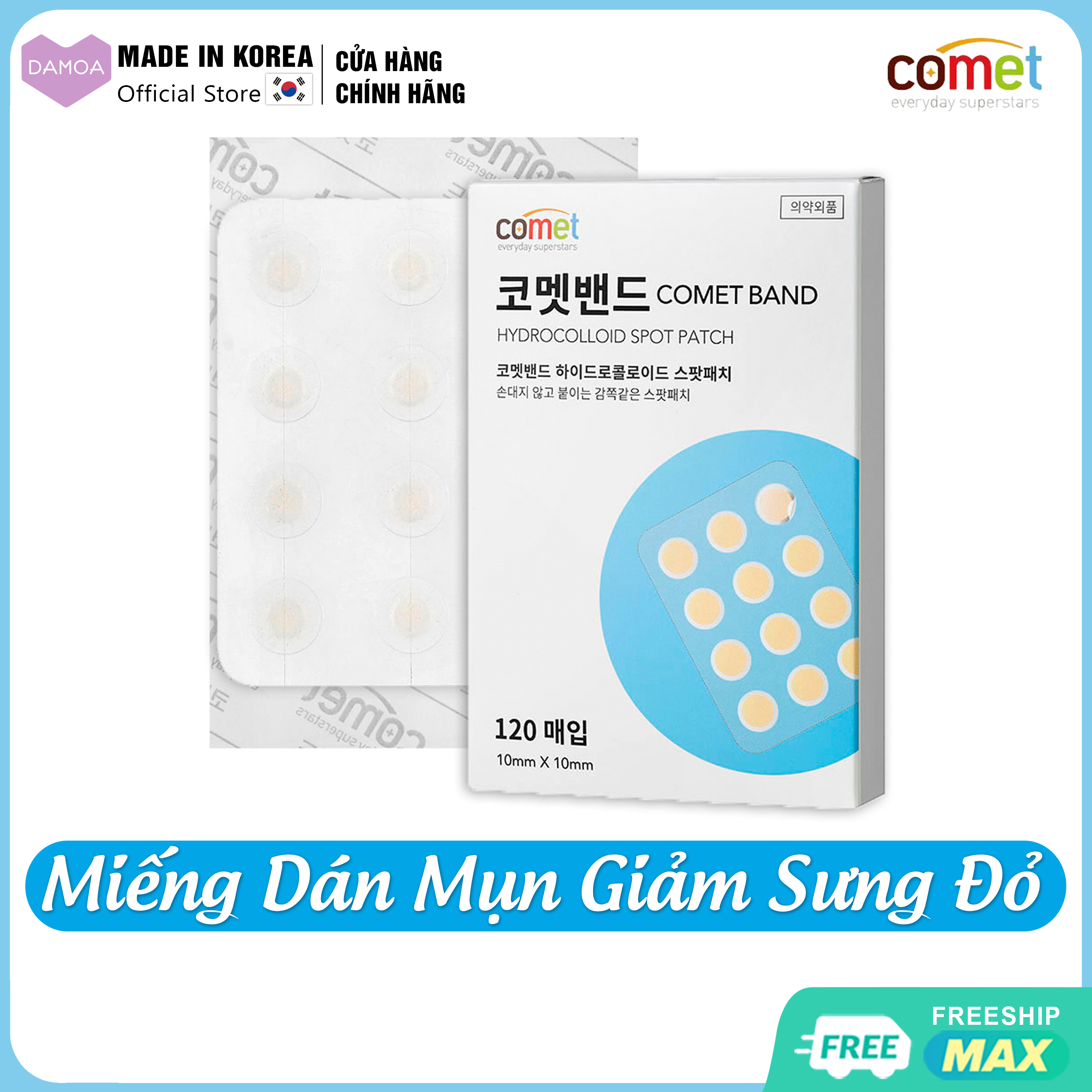 Miếng Dán mụn Comet Hydrocolloid Spot Patch Korea Giảm sưng đỏ, Hết mụn - Mỹ phẩm Chính hãng Hàn Quốc