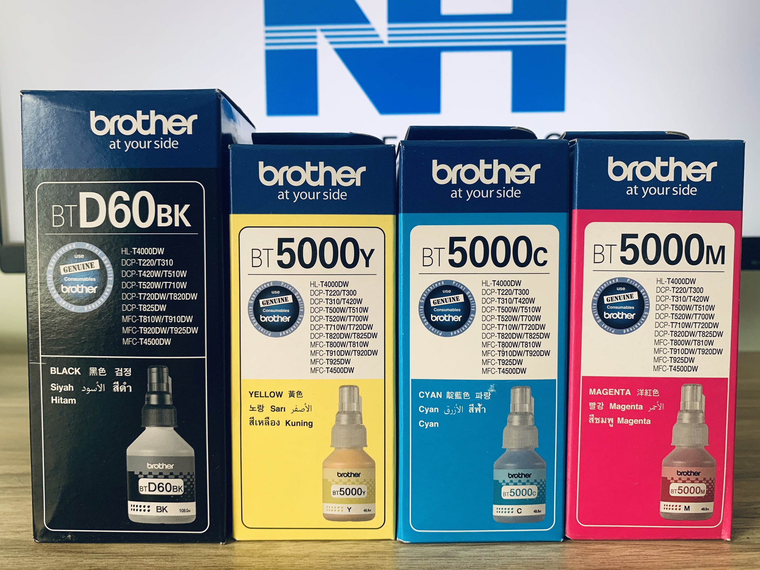 Bộ 4 Màu Mực In Phun Brother BTD60BK, BT5000M/Y/C.   Dùng cho máy in Brother HL-T4000DW; DCP-T220/ T310, DCP-T420W/ T510W, DCP-T510W/ T710W, DCP-T720DW/ T820DW, DCP-T825DW ; MFC-T810W, MFC-T910DW, MFC-T920DW/ T925DW, MFC -T4500DW