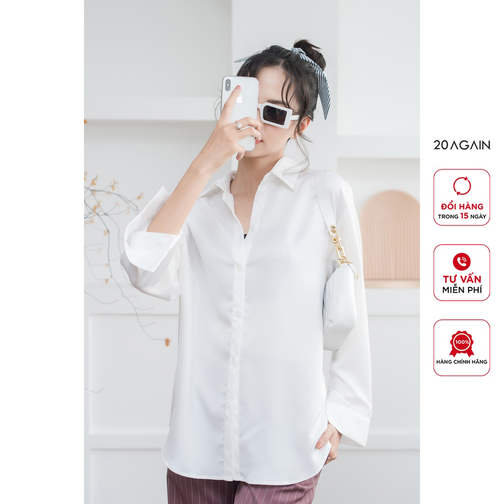 Áo sơ mi dài tay cổ đức 20Again, thiết kế độc đáo, sành điệu ASA2423