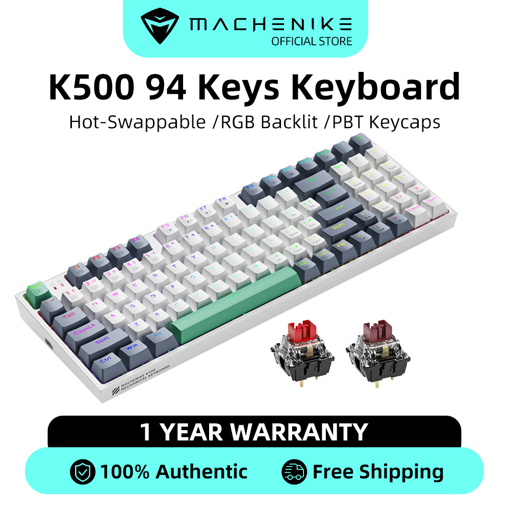 Machenike Bàn Phím Cơ K500 Bàn Phím Có Dây Có Thể Thay Thế Nóng Đèn Nền RGB Bàn Phím Chơi Game Có Dây 94 Phím Bố Trí 90% Phím Cáp Phím Chống Bóng Mờ Cho Bàn Phím Máy Tính Xách Tay Công Tắc Màu Xanh/Công Tắc Màu Đỏ/Công Tắc Màu Nâu