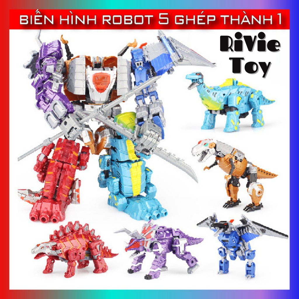 Đồ chơi robot khủng long - lego lắp ráp biến hình người máy 5in1