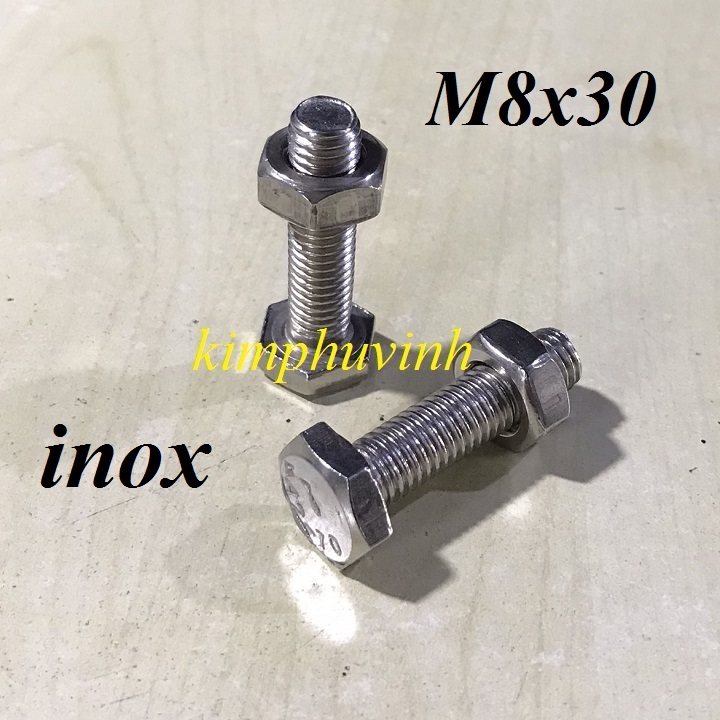 5 bộ - m8x30mm bulong inox - bulon inox 8li - ốc inox 8li