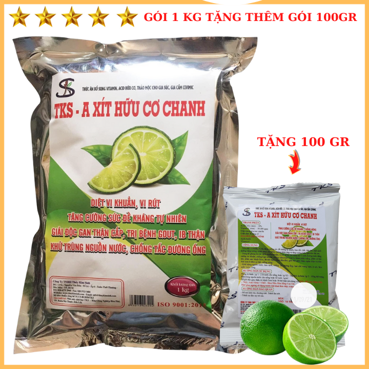 Tks-axit hữu cơ chanh giảm tress, chống nóng tăng đề kháng cho vật nuôi - gói 1kg