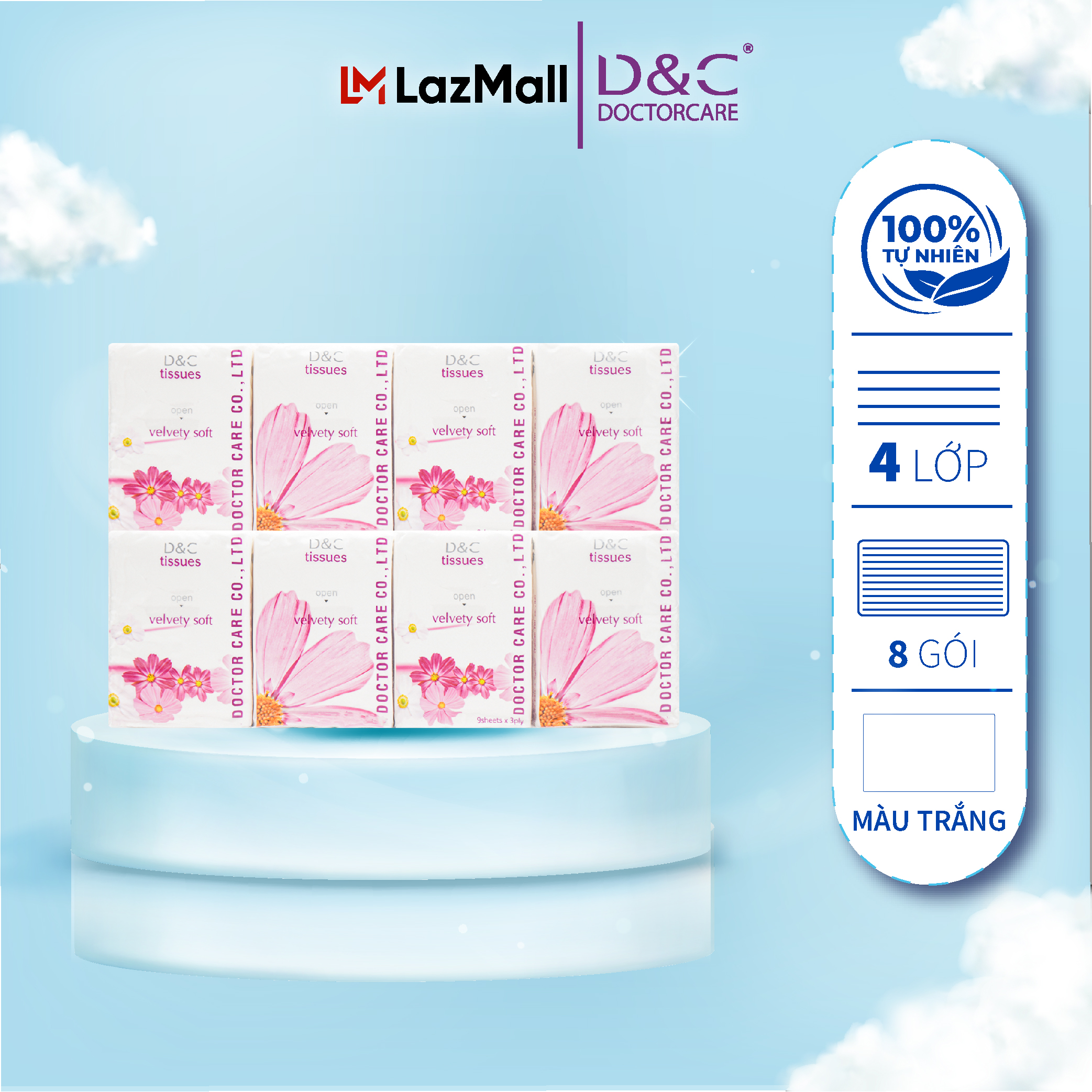 Giấy bỏ túi Slisoft nhỏ gọn đa năng không chất tẩy trắng tạo mùi thân thiện môi trường an toàn cho da Mẫu 1 Bịch 8 gói