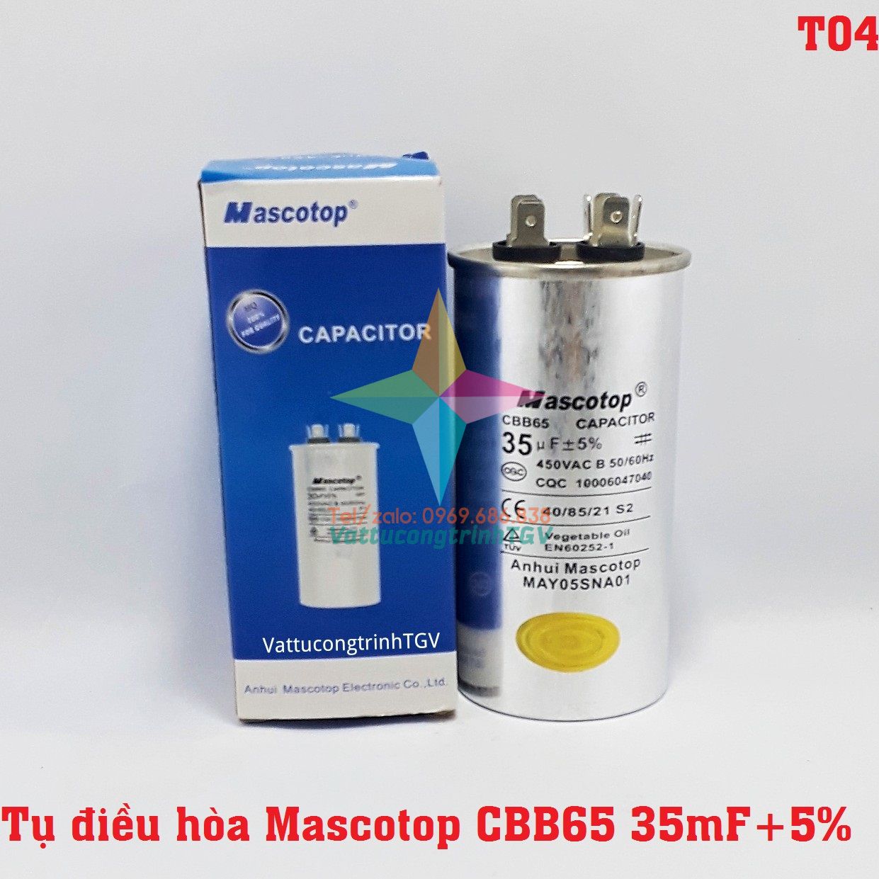 Tụ điều hòa mascotop cbb65 35uf+5%