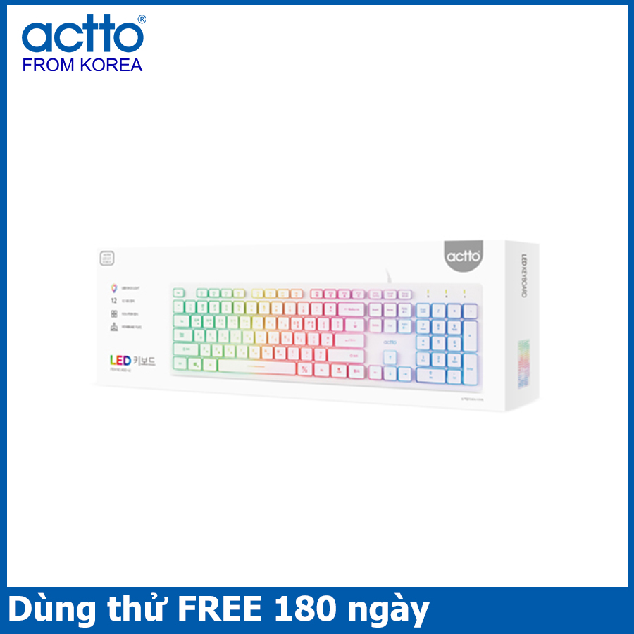 Bàn phím văn phòng đèn led 7 màu - led keyboard actto kbd-42